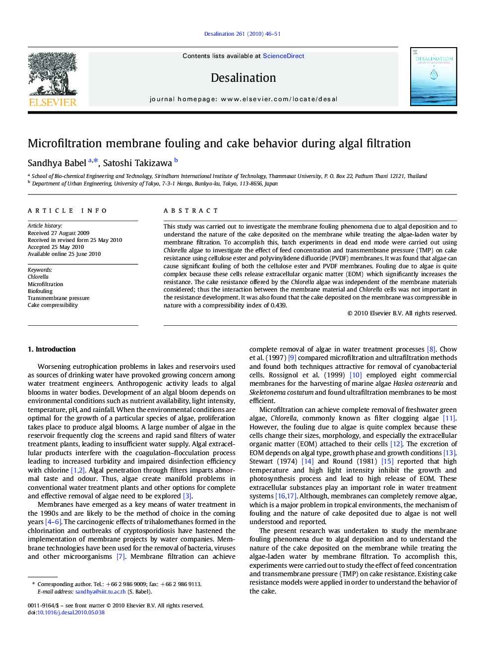 Microfiltration membrane fouling and cake behavior during algal filtration
