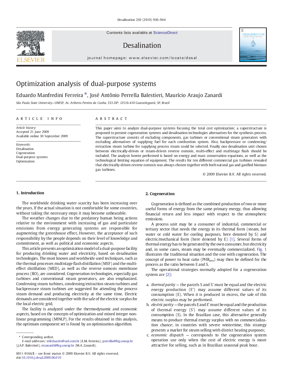 Optimization analysis of dual-purpose systems