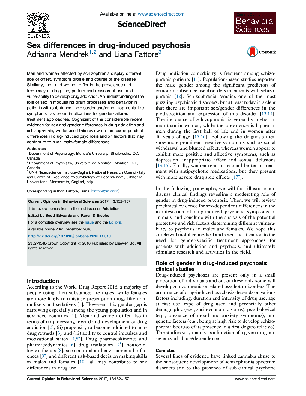 Sex differences in drug-induced psychosis