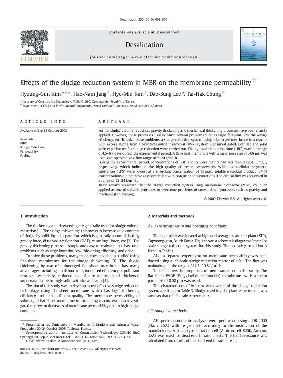 Effects of the sludge reduction system in MBR on the membrane permeability 