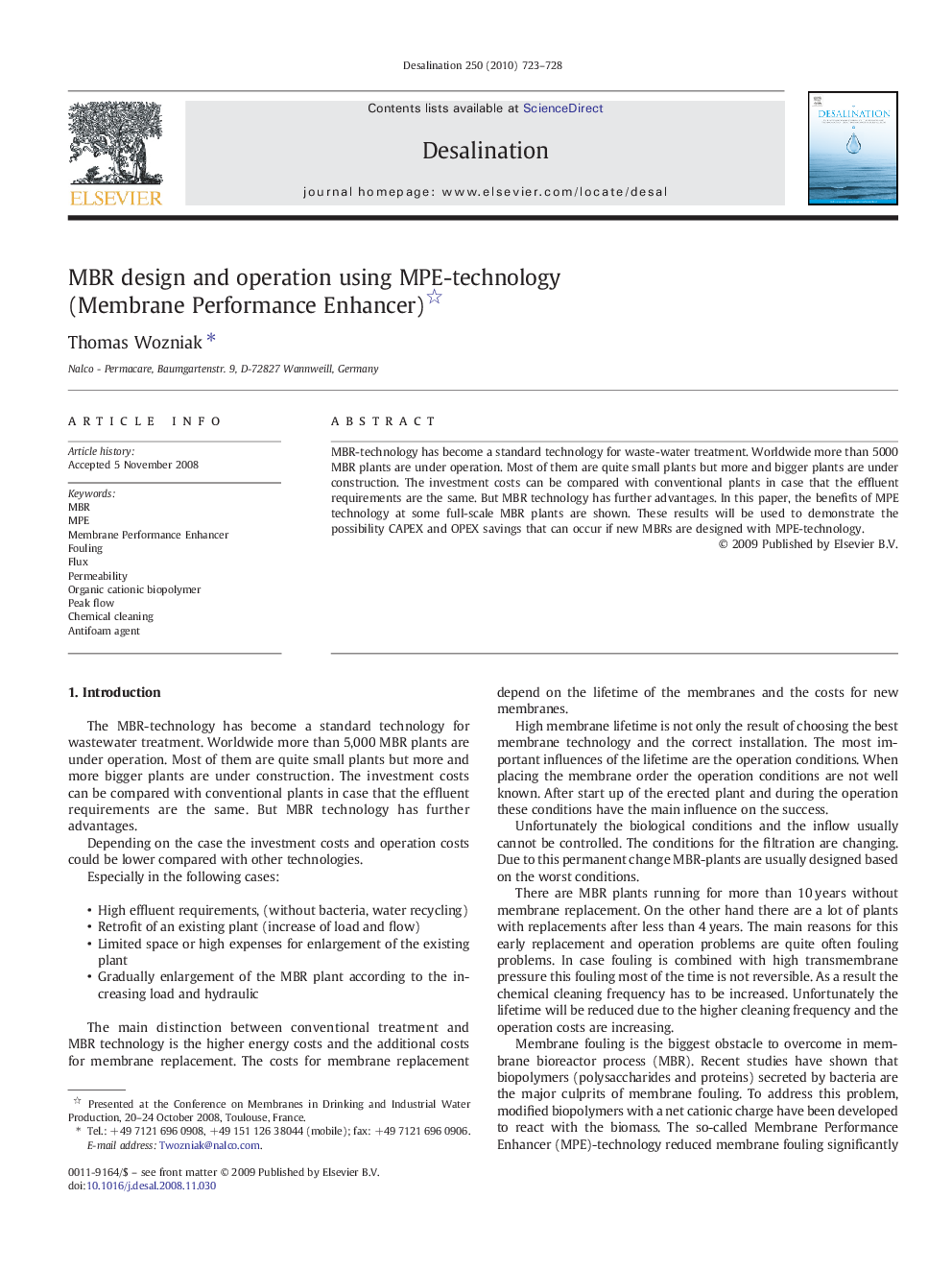 MBR design and operation using MPE-technology (Membrane Performance Enhancer)