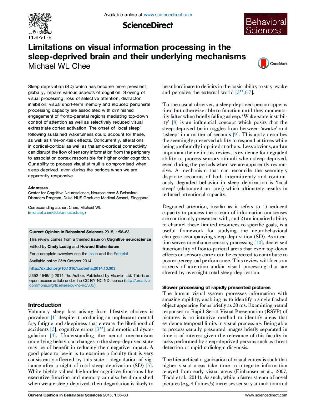 Limitations on visual information processing in the sleep-deprived brain and their underlying mechanisms