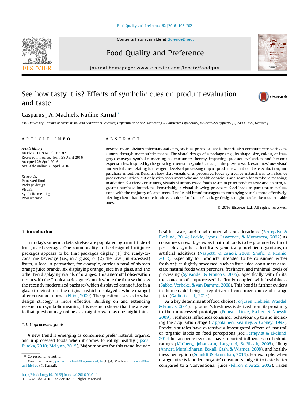 See how tasty it is? Effects of symbolic cues on product evaluation and taste