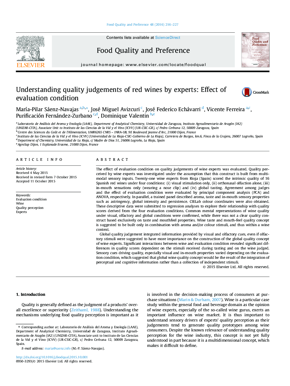 Understanding quality judgements of red wines by experts: Effect of evaluation condition