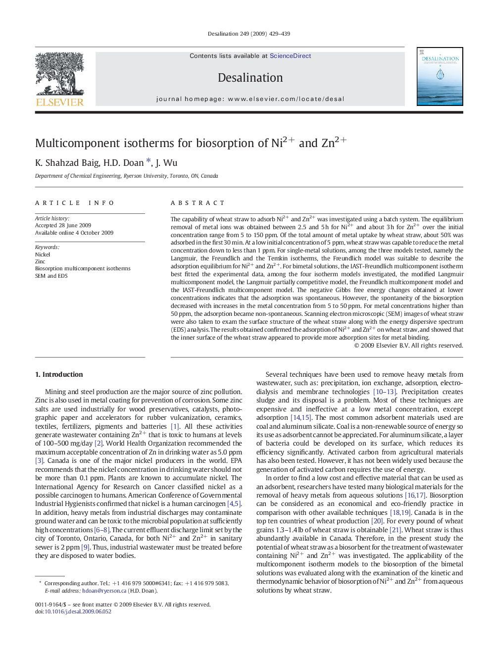 Multicomponent isotherms for biosorption of Ni2+ and Zn2+