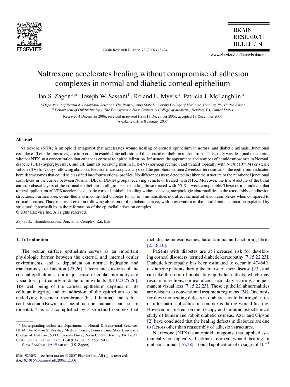 Naltrexone accelerates healing without compromise of adhesion complexes in normal and diabetic corneal epithelium