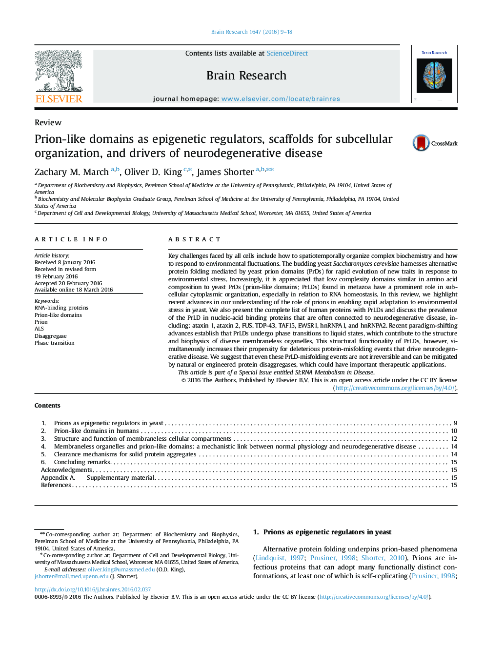Prion-like domains as epigenetic regulators, scaffolds for subcellular organization, and drivers of neurodegenerative disease