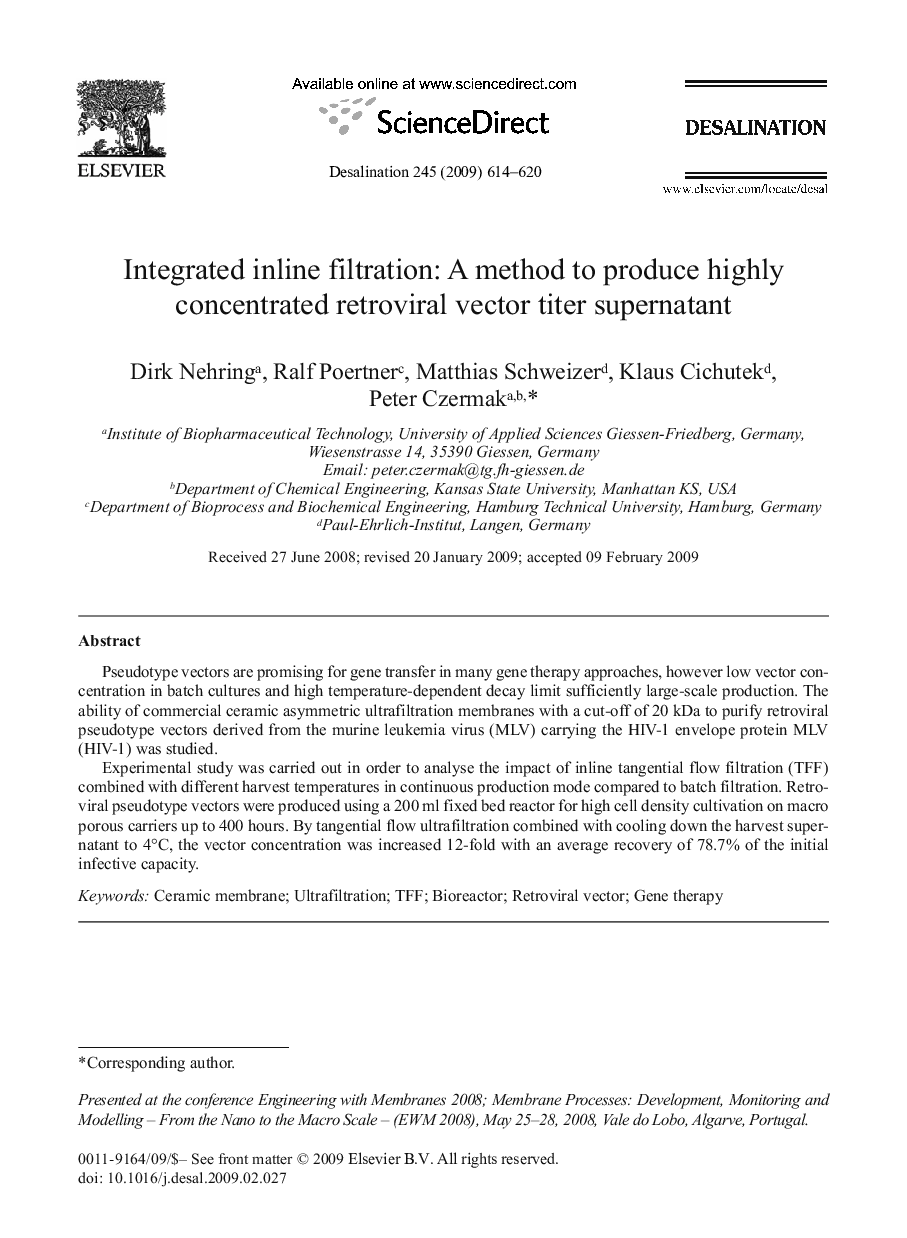 Integrated inline filtration: A method to produce highly concentrated retroviral vector titer supernatant