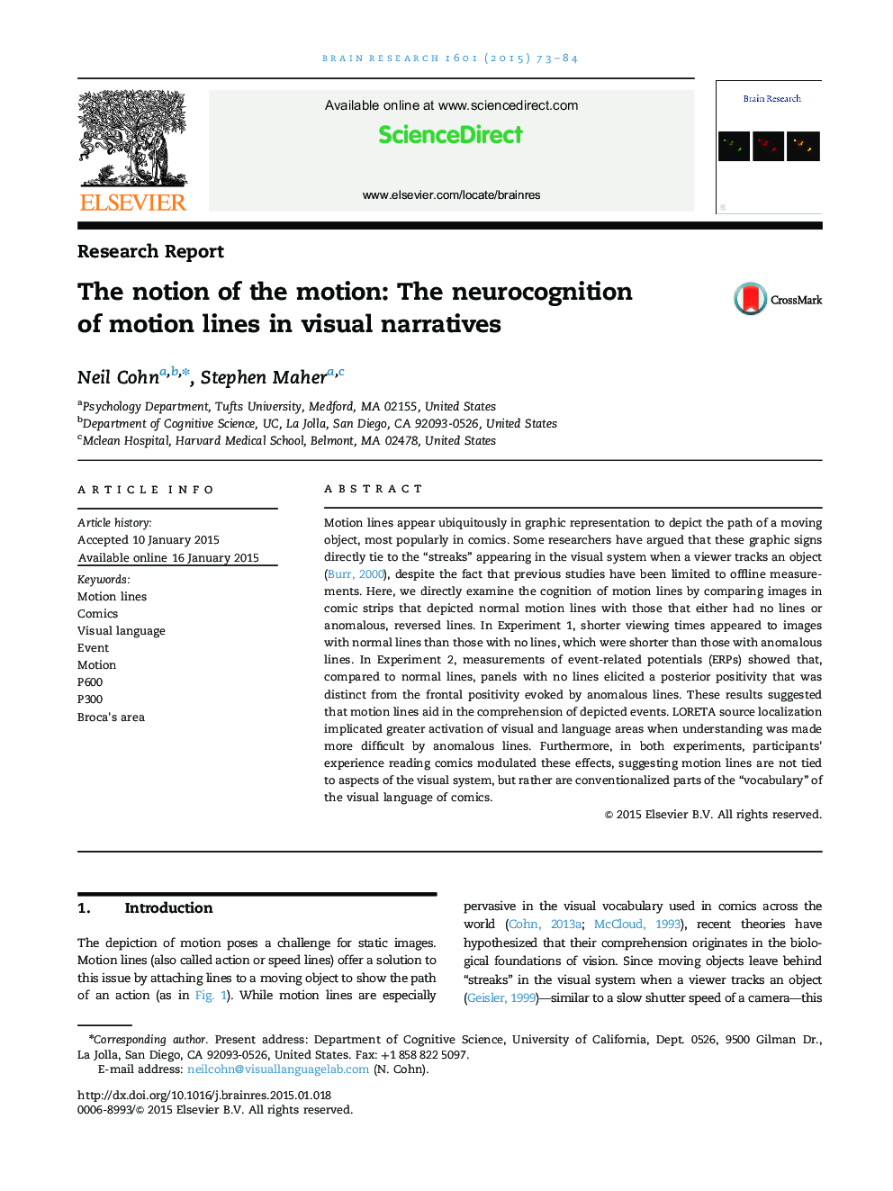 The notion of the motion: The neurocognition of motion lines in visual narratives