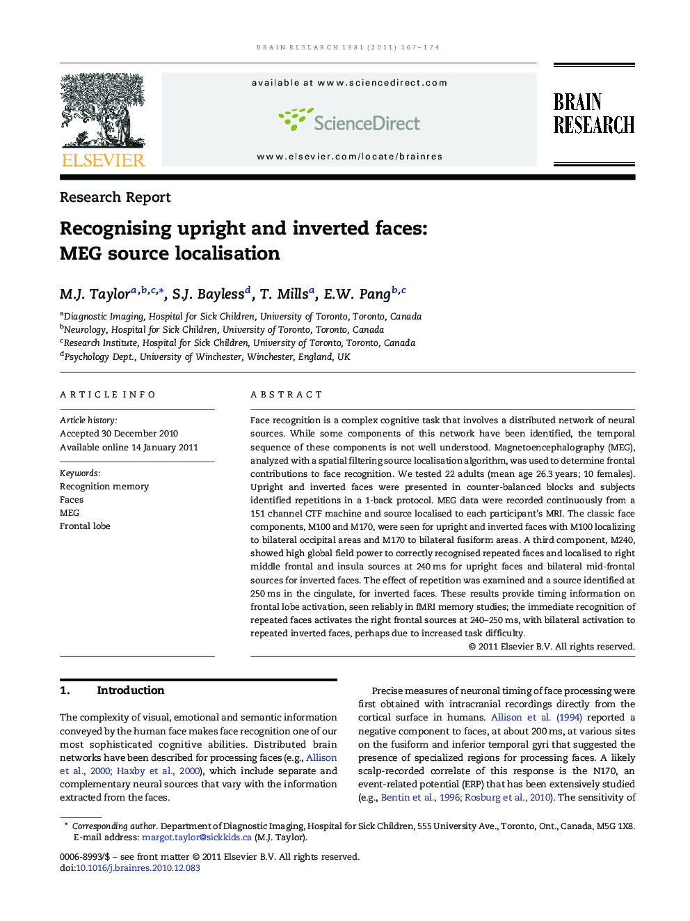 Research ReportRecognising upright and inverted faces: MEG source localisation