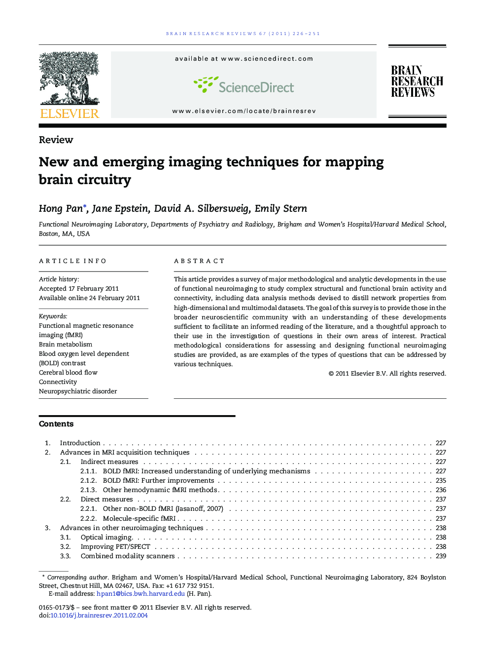 ReviewNew and emerging imaging techniques for mapping brain circuitry