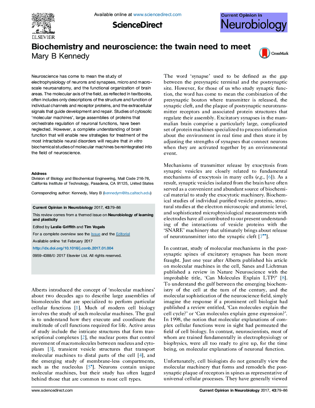 Biochemistry and neuroscience: the twain need to meet