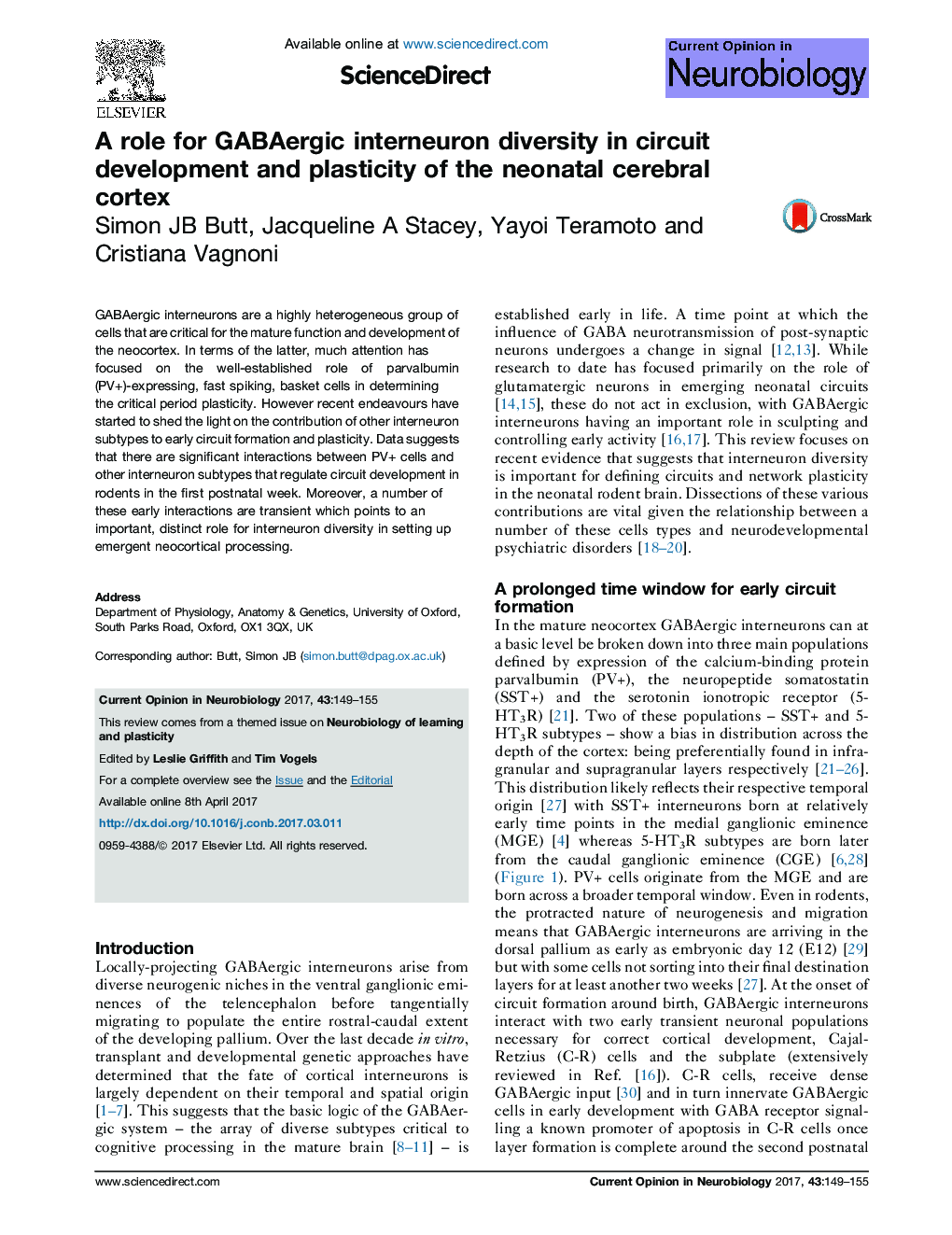A role for GABAergic interneuron diversity in circuit development and plasticity of the neonatal cerebral cortex