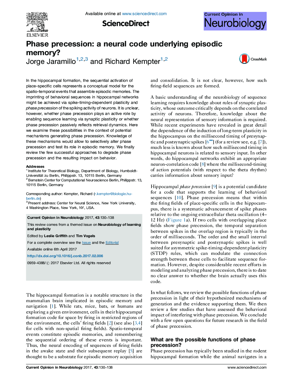 Phase precession: a neural code underlying episodic memory?