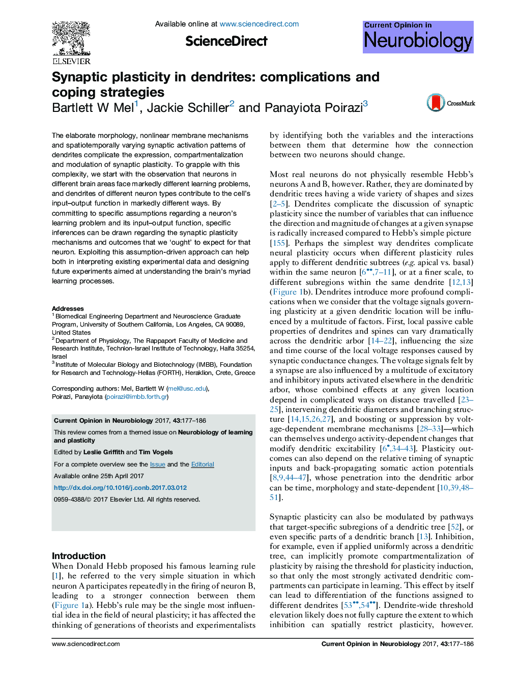Synaptic plasticity in dendrites: complications and coping strategies
