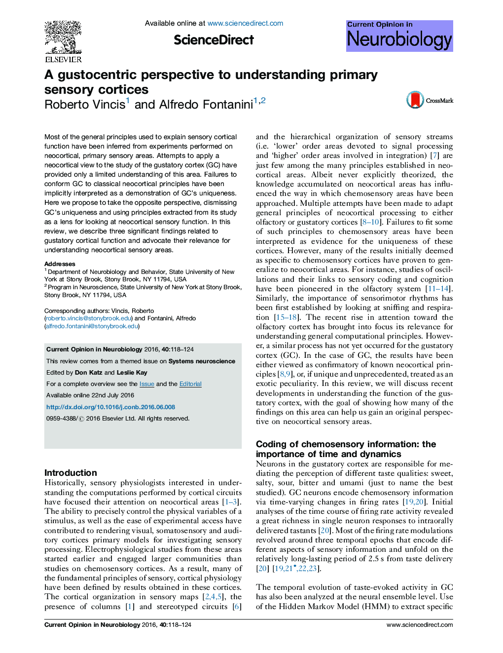 A gustocentric perspective to understanding primary sensory cortices