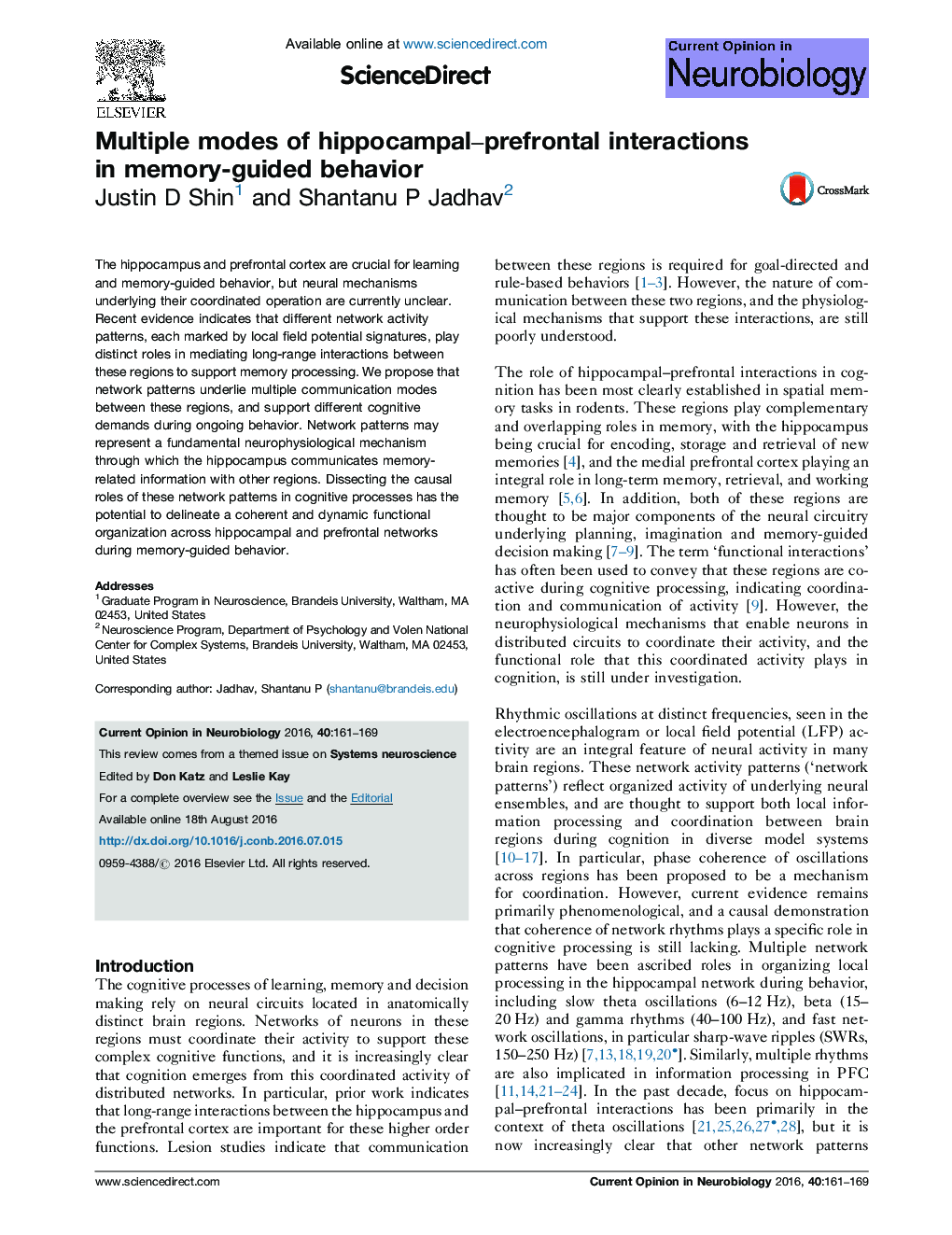 Multiple modes of hippocampal-prefrontal interactions in memory-guided behavior