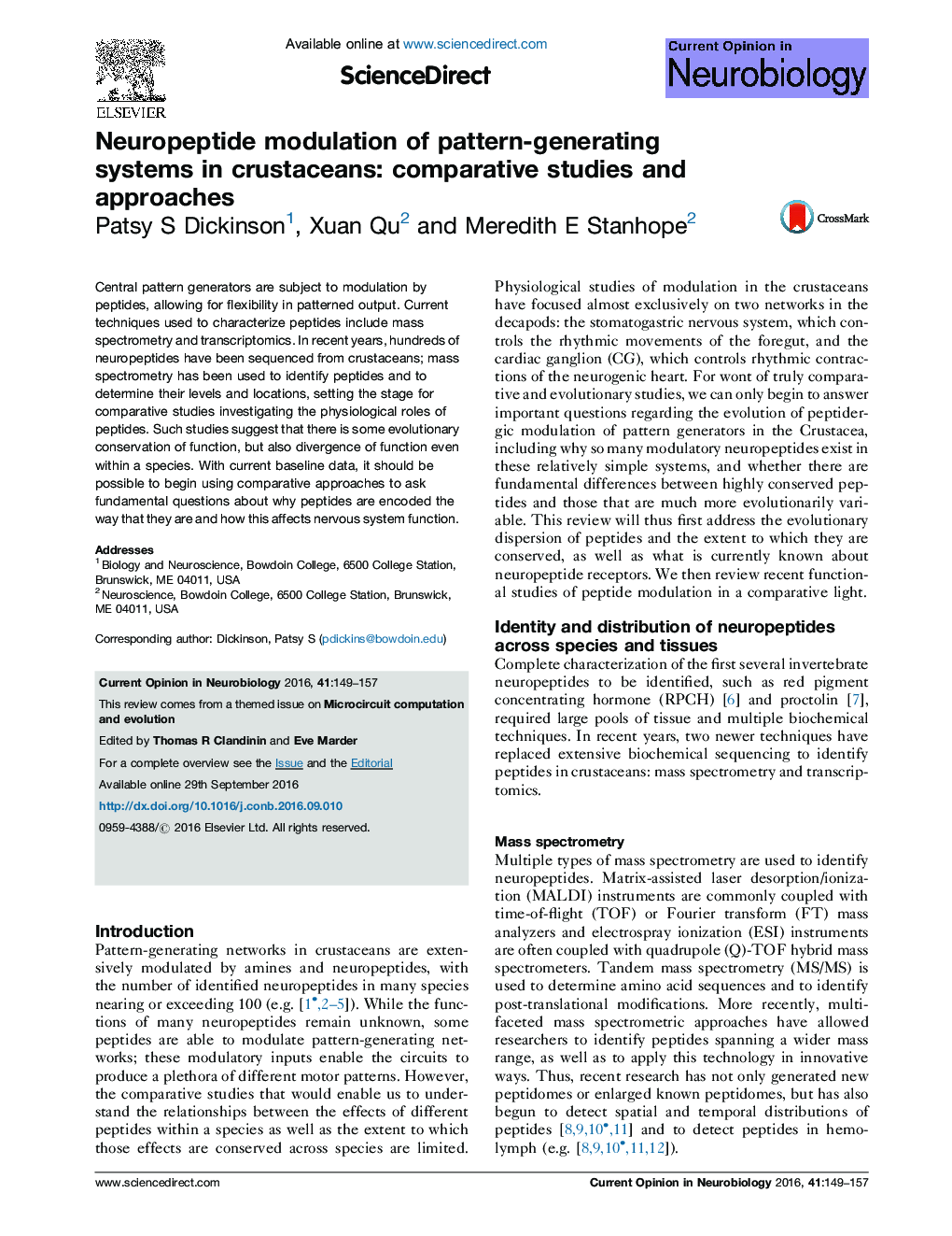 مدولاسیون نوروپپتیدی از سیستم های تولید الگوی در پوست های خالص: مطالعات و رویکردهای مقایسه ای 