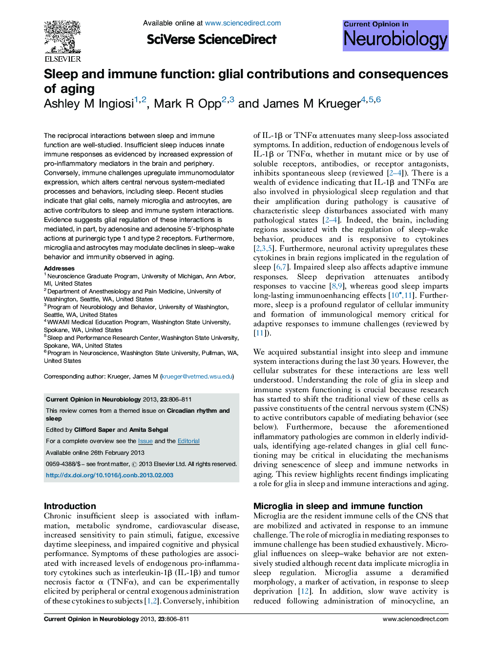 Sleep and immune function: glial contributions and consequences of aging