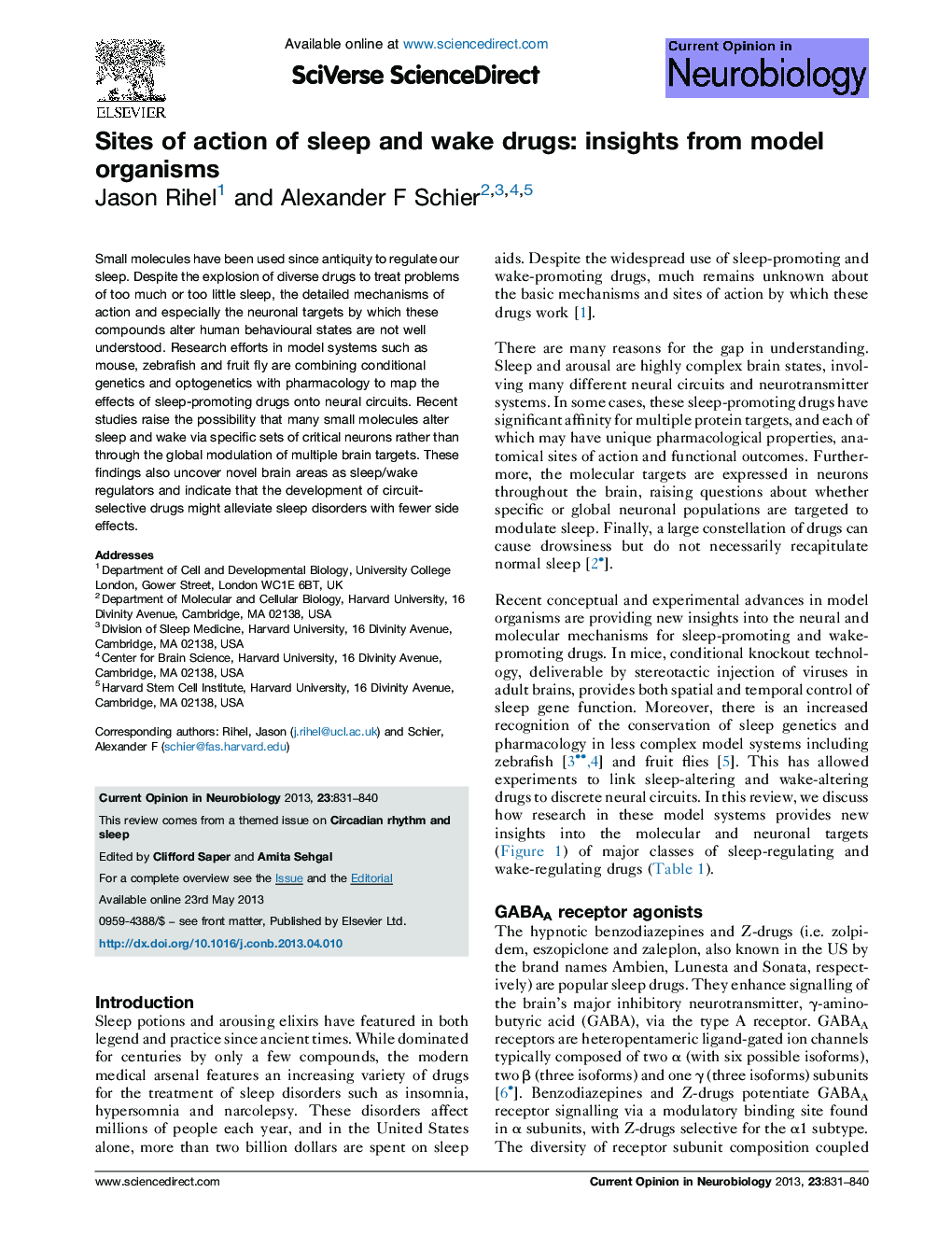 Sites of action of sleep and wake drugs: insights from model organisms