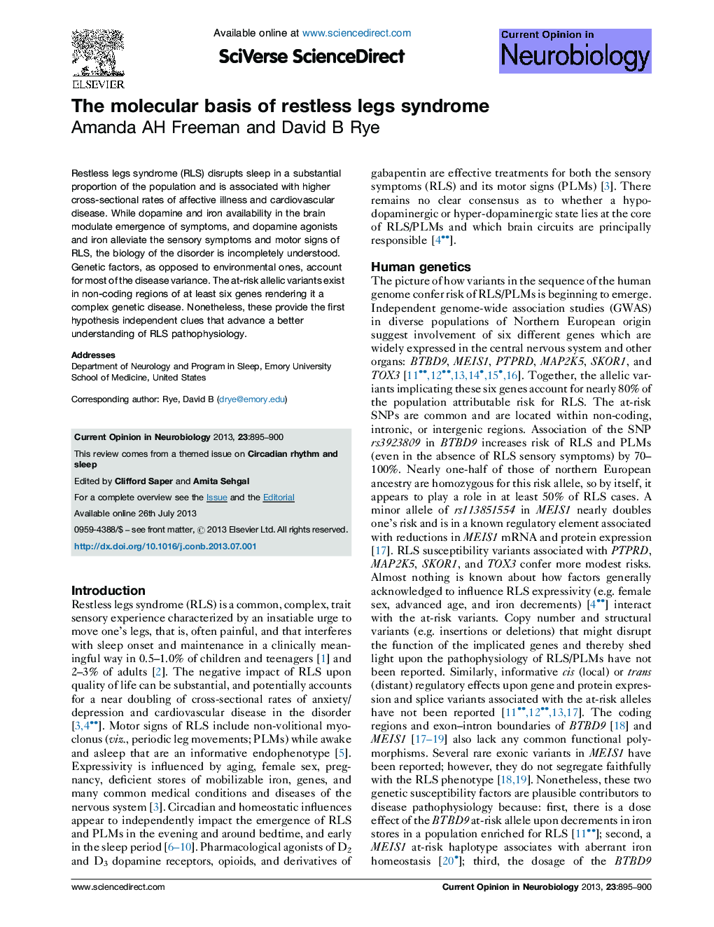 The molecular basis of restless legs syndrome