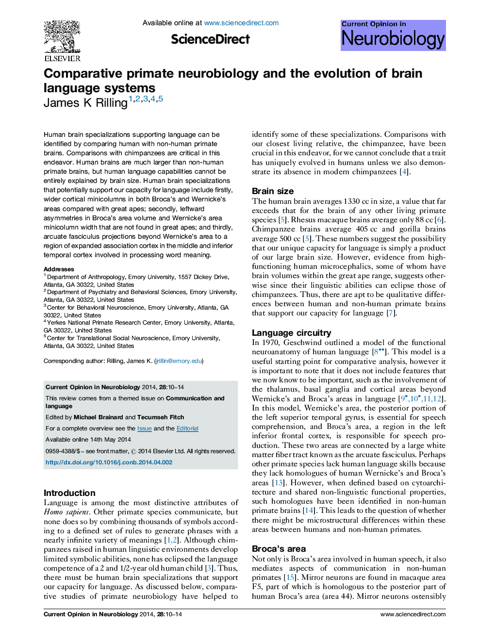 Comparative primate neurobiology and the evolution of brain language systems