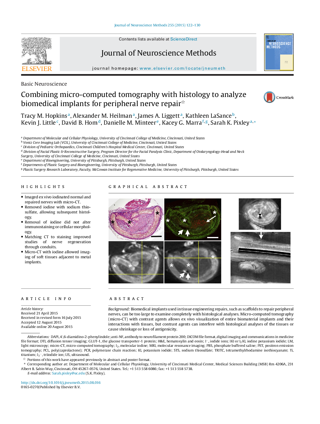 Basic NeuroscienceCombining micro-computed tomography with histology to analyze biomedical implants for peripheral nerve repair