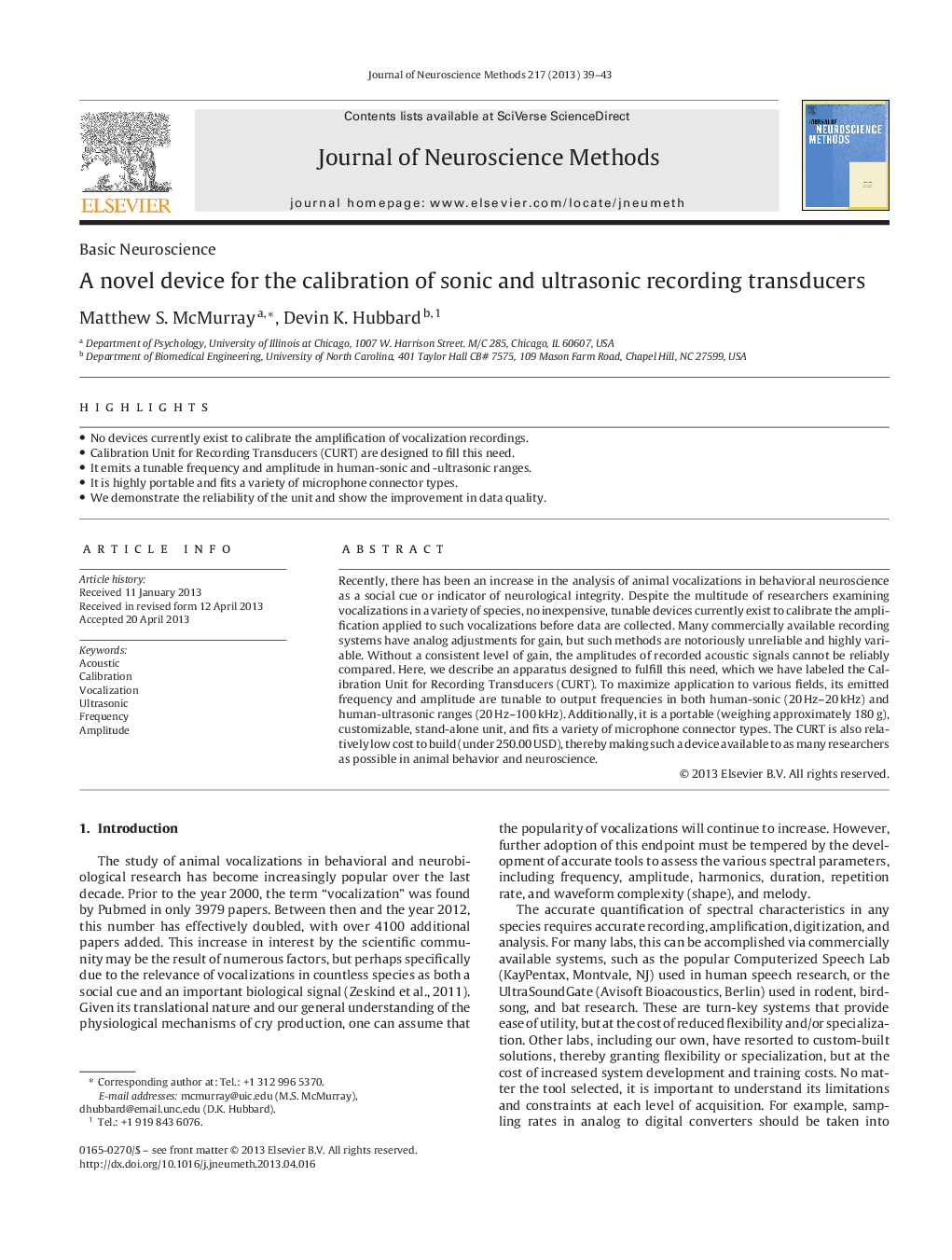 A novel device for the calibration of sonic and ultrasonic recording transducers