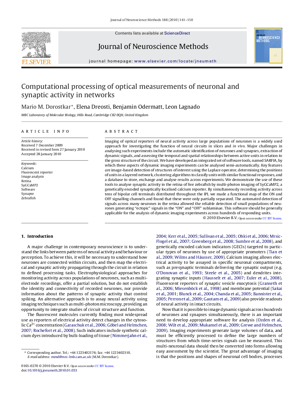 Computational processing of optical measurements of neuronal and synaptic activity in networks