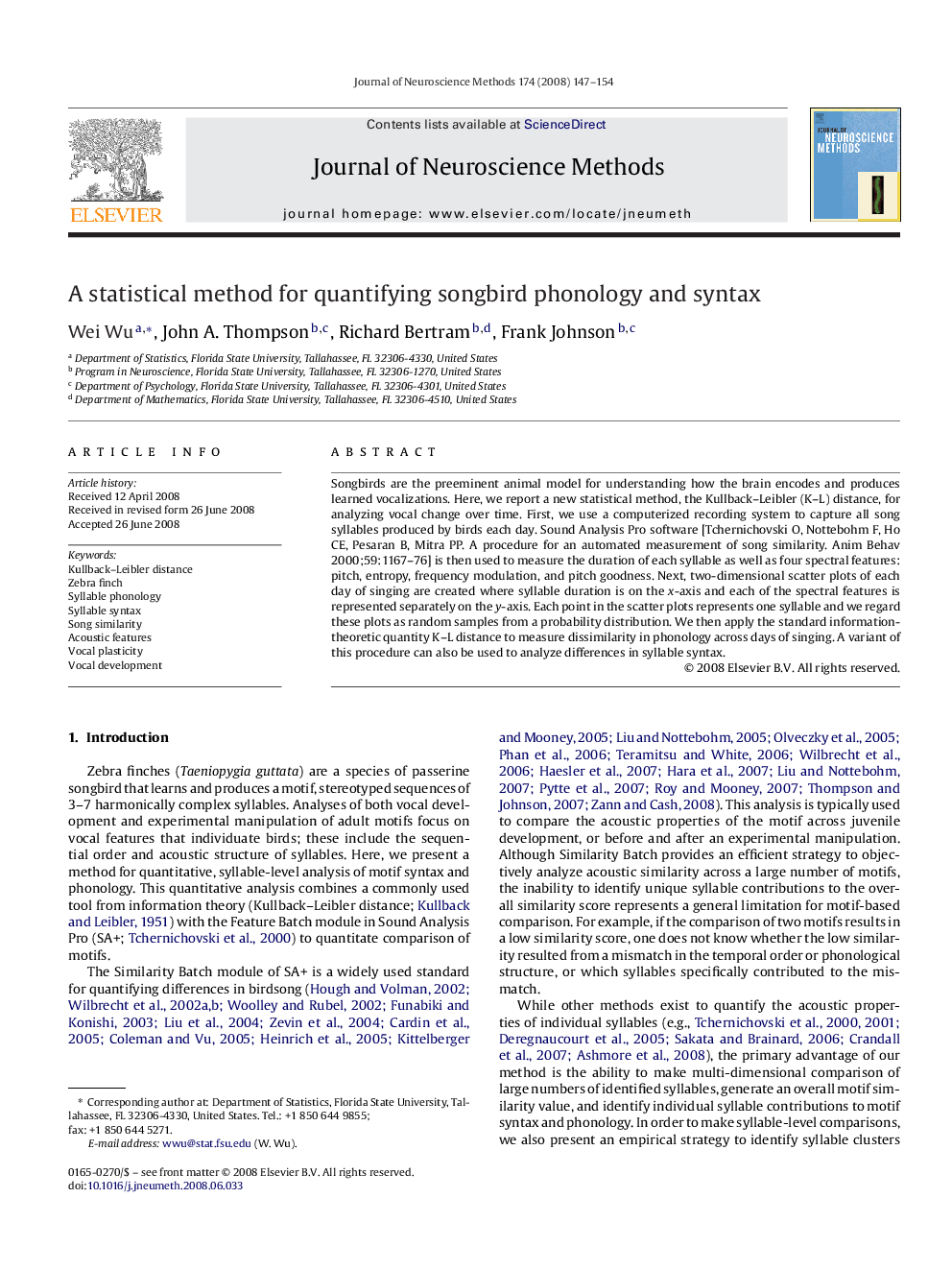 A statistical method for quantifying songbird phonology and syntax