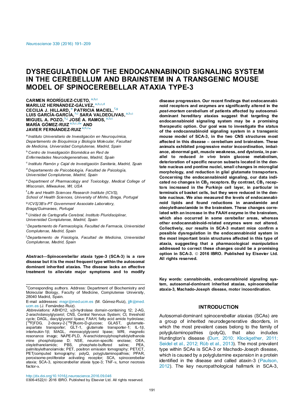 اختلال در تنظیم سیستم سیگنالینگ آندوکانابینوئید در مخچه و مغز استخوان در یک مدل موش ترانس ژنیک آتاکسی نوع 3 اسپینوسئر سلول 