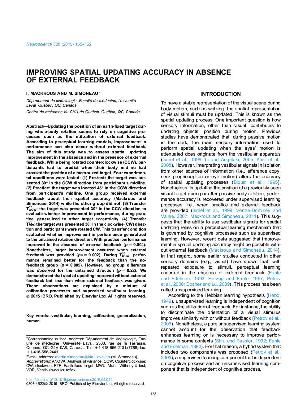 Improving spatial updating accuracy in absence of external feedback