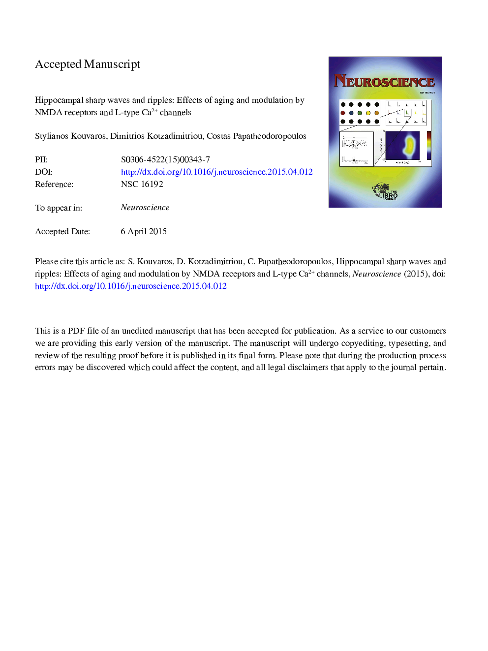 Hippocampal sharp waves and ripples: Effects of aging and modulation by NMDA receptors and L-type Ca2+ channels