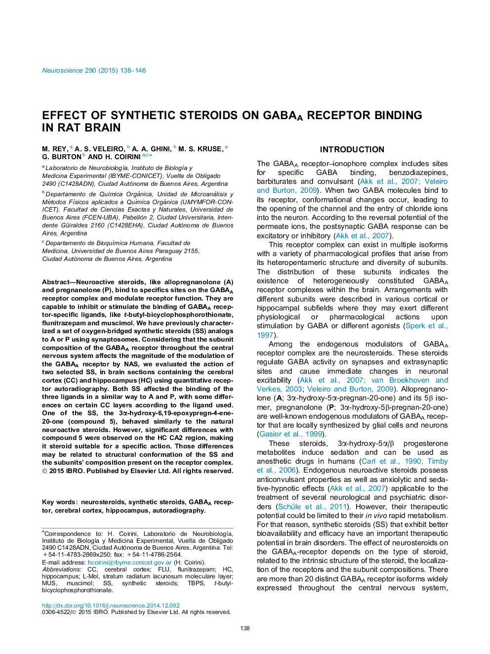 Effect of synthetic steroids on GABAA receptor binding in rat brain