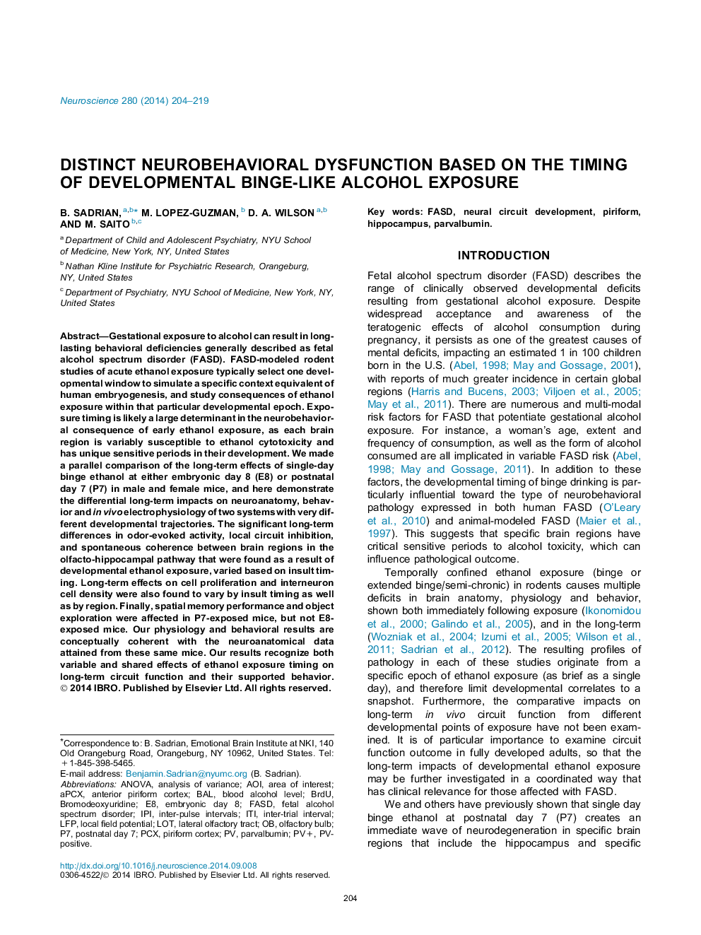 Distinct neurobehavioral dysfunction based on the timing of developmental binge-like alcohol exposure