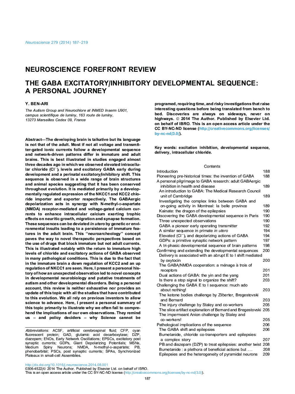 Neuroscience Forefront ReviewThe GABA excitatory/inhibitory developmental sequence: A personal journey