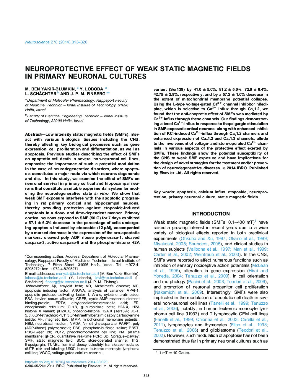 اثر نوروپاتیک از میدان مغناطیسی ضعیف استاتیکی در فرهنگ های اولیه نورونی 