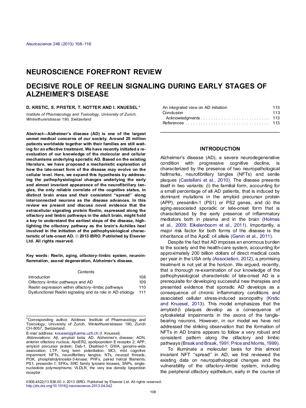 عکس صفحه اول مقاله: Decisive role of Reelin signaling during early stages of Alzheimer's disease Decisive role of Reelin signaling during early stages of Alzheimer's disease