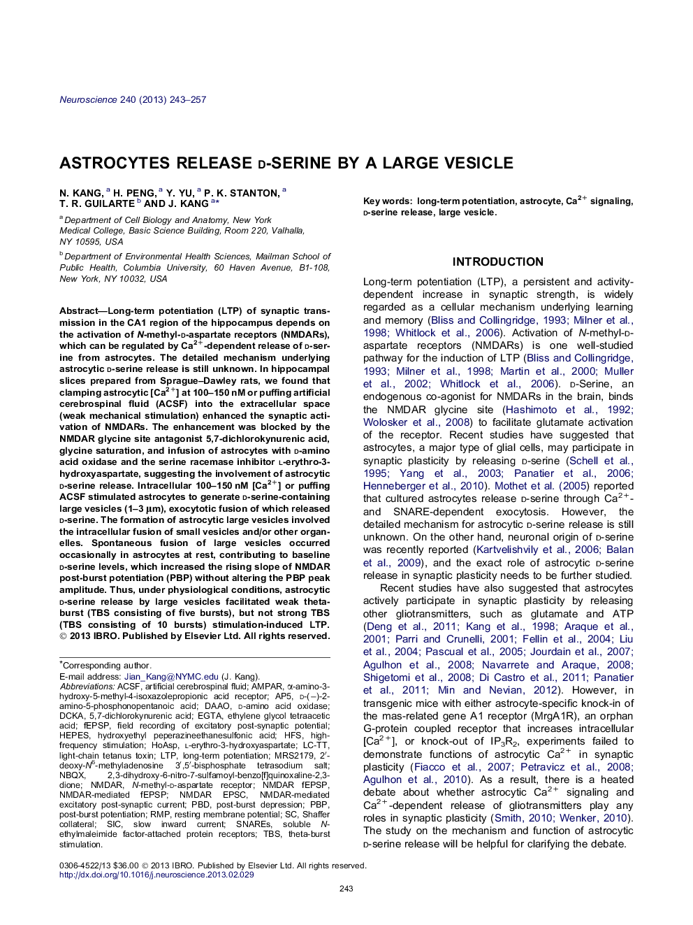 Astrocytes release d-serine by a large vesicle