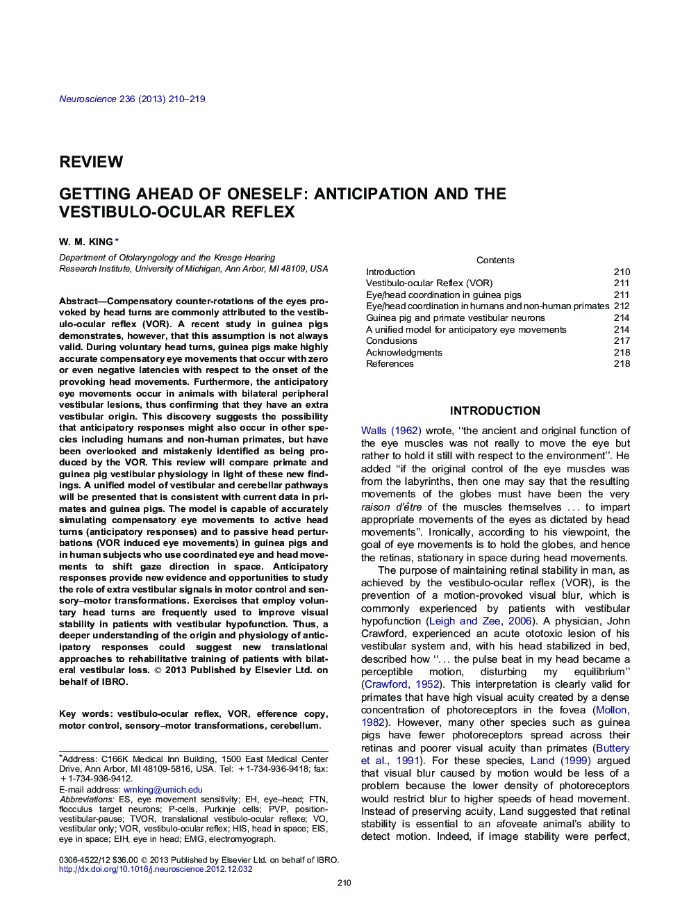 Getting ahead of oneself: Anticipation and the vestibulo-ocular reflex