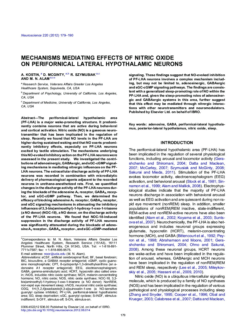 عکس صفحه اول مقاله: Mechanisms mediating effects of nitric oxide on perifornical lateral hypothalamic neurons Mechanisms mediating effects of nitric oxide on perifornical lateral hypothalamic neurons