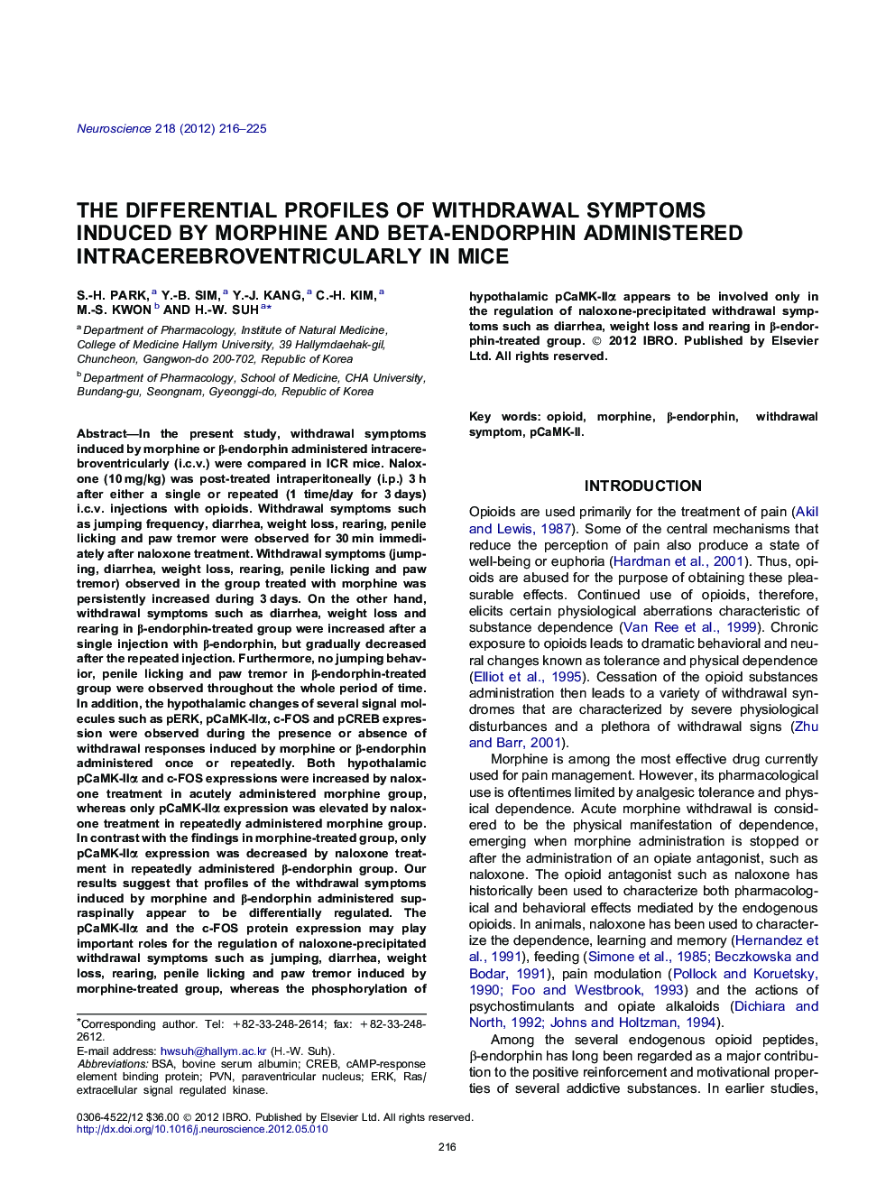 The differential profiles of withdrawal symptoms induced by morphine and beta-endorphin administered intracerebroventricularly in mice