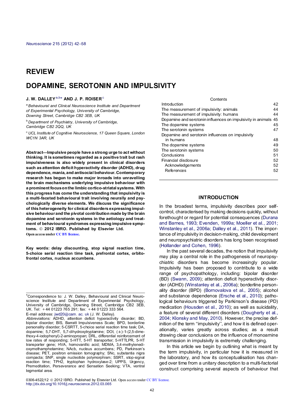 ReviewDopamine, serotonin and impulsivity