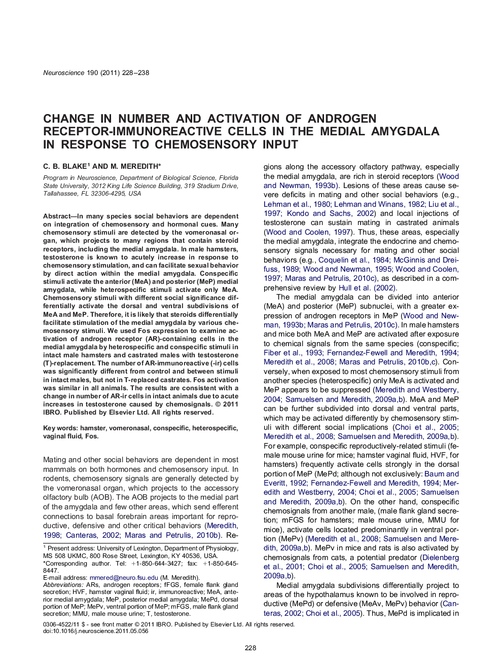 Change in number and activation of androgen receptor-immunoreactive cells in the medial amygdala in response to chemosensory input