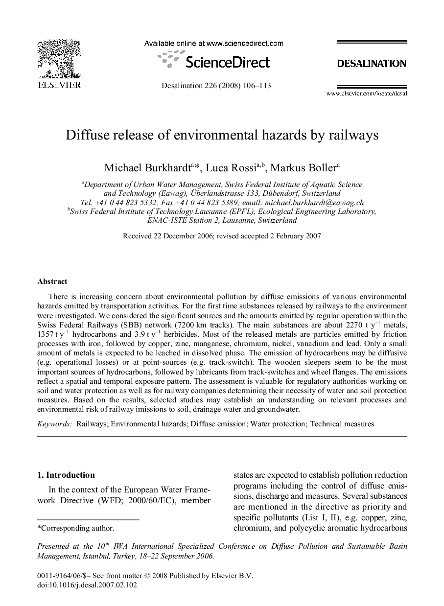 Diffuse release of environmental hazards by railways