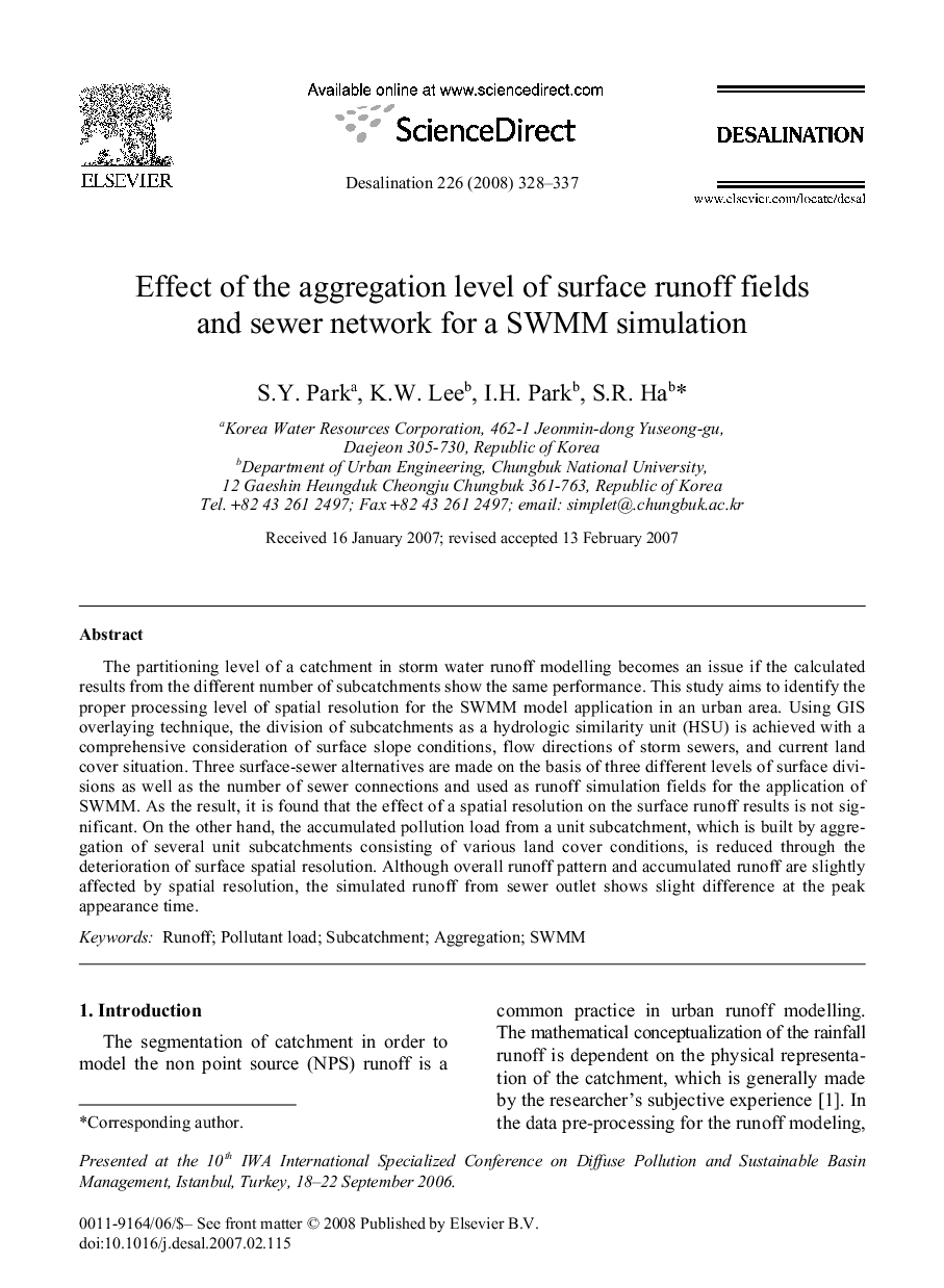 Effect of the aggregation level of surface runoff fields and sewer network for a SWMM simulation