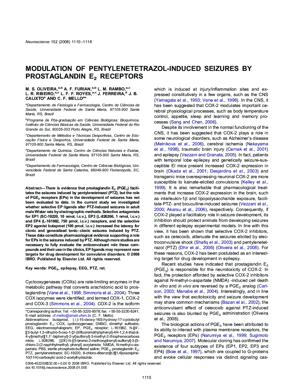 Modulation of pentylenetetrazol-induced seizures by prostaglandin E2 receptors