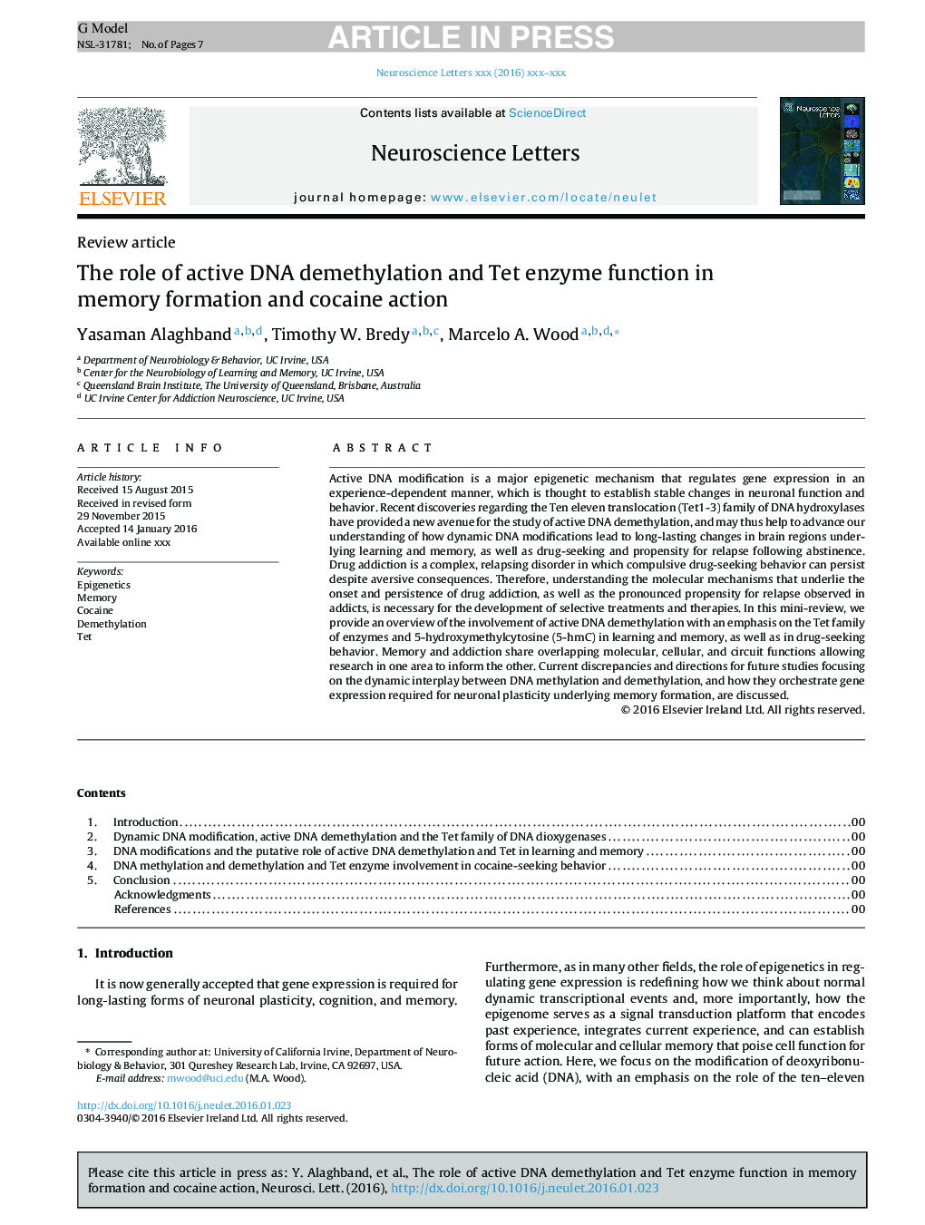 The role of active DNA demethylation and Tet enzyme function in memory formation and cocaine action