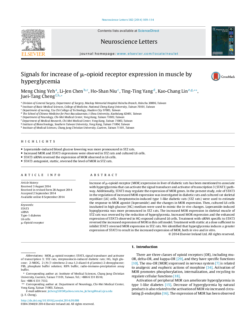 Signals for increase of Î¼-opioid receptor expression in muscle by hyperglycemia