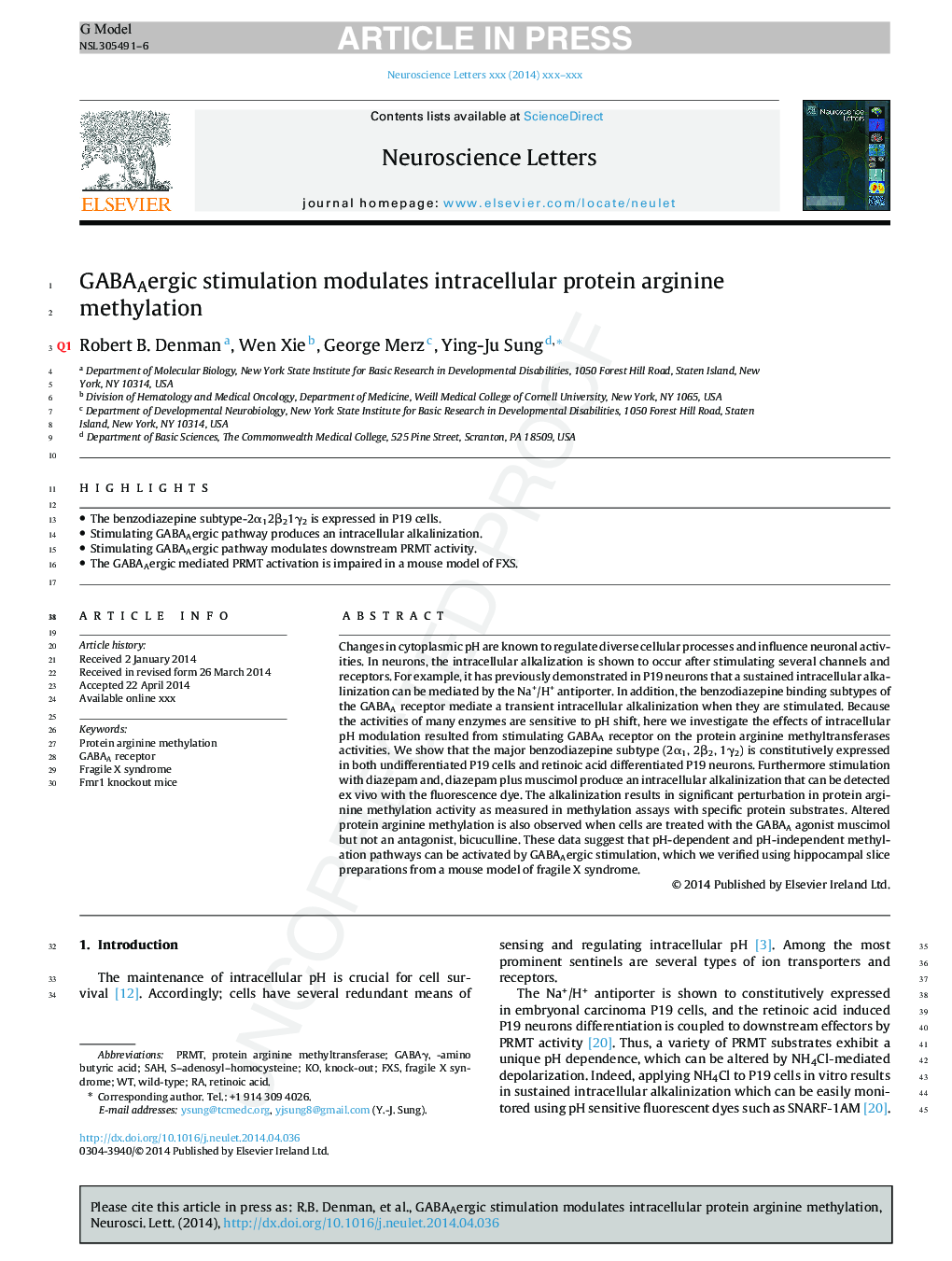 GABAAergic stimulation modulates intracellular protein arginine methylation